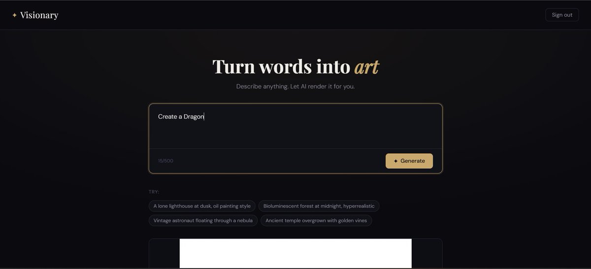 Shlok280's tweet photo. Log 2

Shipped auth + frontend today for my AI Image Generator SaaS!

✅ JWT authentication (signup &amp; login)
✅ Protected routes
✅ React frontend with Vite
✅ Axios instance with auth interceptors
✅ Clean dashboard UI

Slowly watching this thing come to life 👀

#buildinpublic https://t.co/CpajImw7uQ