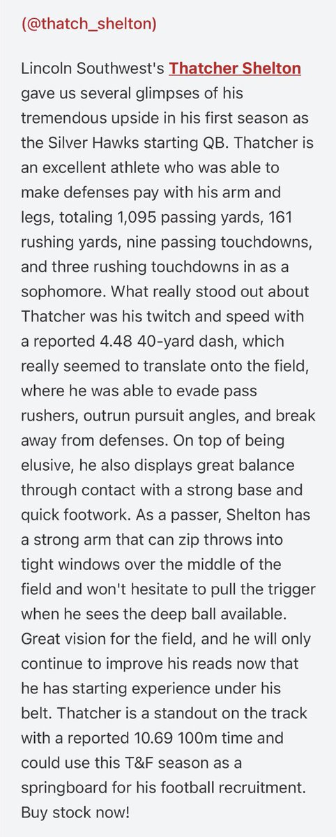 thatch_shelton's tweet photo. Thanks for the write up and ranking! @PRZ_OscarG @PrepRedzoneNE 
@LSWHawkFB https://t.co/98ls8DYEWm