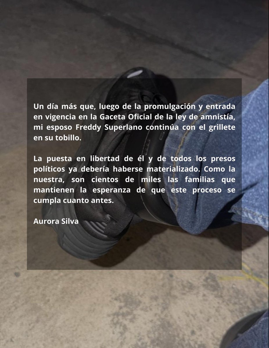 freddysuperlano's tweet image. 3:00 PM - 21 de Febrero 2026, esta es la situación de mi esposo Freddy Superlano.