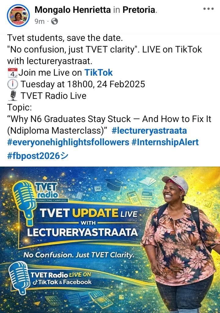 #Tvet #students. Save this date. 
"No confusion, just TVET clarity" 
Free workshop on $Ndiploma application process