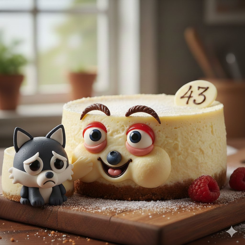 30USDcheesecake's tweet photo. don’t let smol minded people make you frown cause it take 43 muscles to frown and so are the days left for cheesecake is to make everything alright. 🍰✨#CryptoCommunity 43 days left! https://t.co/lX7HGM4pHj