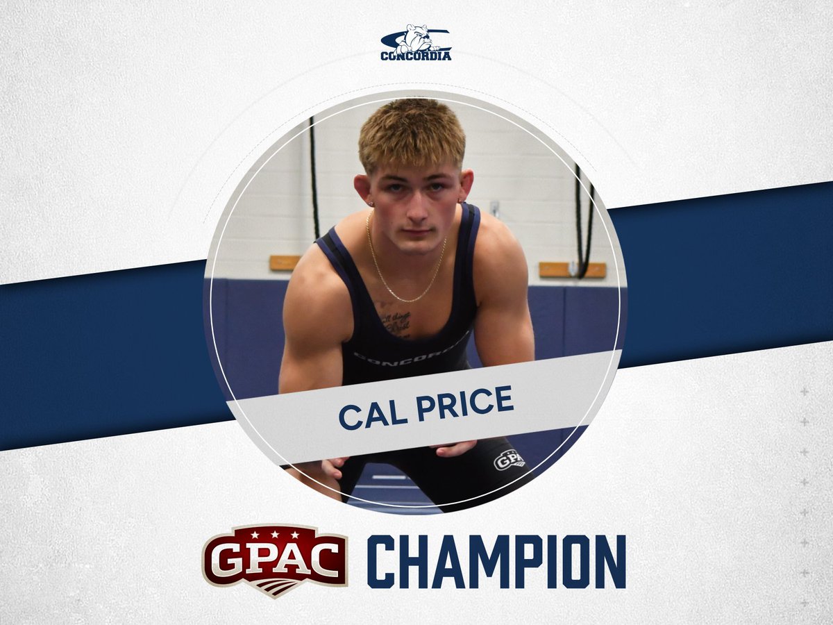 🏆 GPAC CHAMPION! 🏆

🤼‍♂️ Cal Price wins the 149-pound title match by pin! He is <a href="/CUNEwrestling/">Concordia Wrestling</a>'s first GPAC CHAMP of the day! Cal has reserved a spot at the national championships.