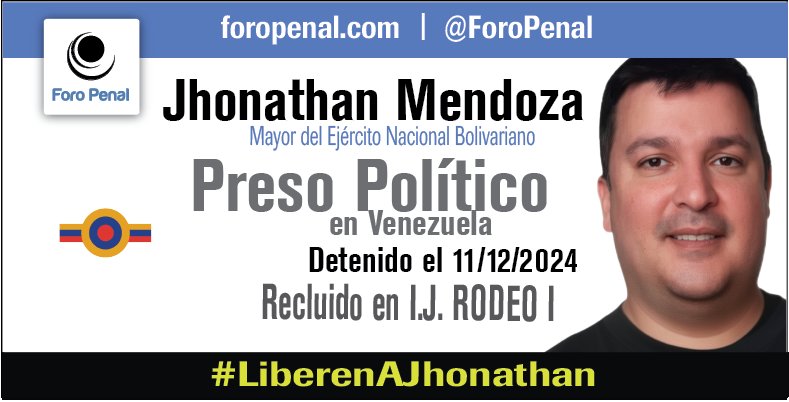 𝗝𝗵𝗼𝗻𝗮𝘁𝗮𝗻 𝗝𝗮𝘃𝗶𝗲𝗿 𝗠𝗲𝗻𝗱𝗼𝘇𝗮 𝗦𝘂á𝗿𝗲𝘇, mayor del Ejército Nacional Bolivariano de 43 años, oriundo de San Cristóbal (estado Táchira), es padre de dos hijos. Su familia lo describe como un hombre comprometido con su labor militar y profundamente dedicado a los