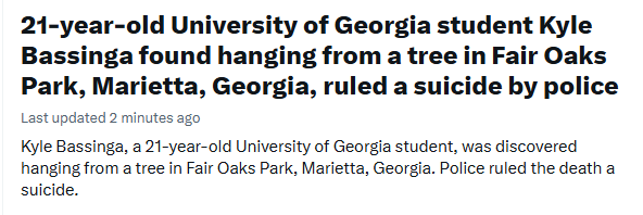 Jasamsdestiny's tweet photo. So tell me, how does one hang ones self?  They fashion a noose with the rope then throw that over a strong limb?  Then they...what?  Climb up the tree put the noose around their neck &amp; jump off?  Do they really think we're stupid?  It was a HATE crime not suicide.
#HateCrime https://t.co/4ixEdHKH0Z