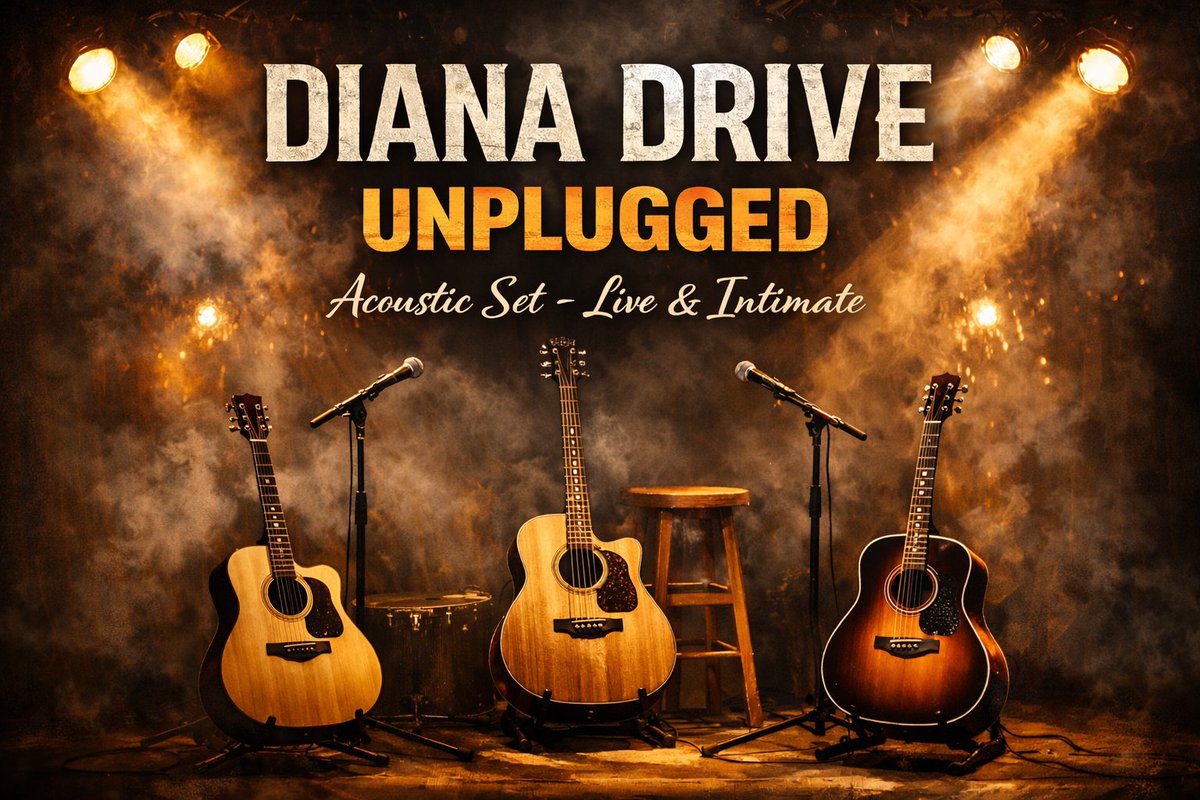 Experience diana drive like you’ve never heard  before — stripped down, fully acoustic, and completely reimagined - a raw, intimate take on the diana drive catalog. Same songs. Different energy. dianadrive.com/category/news