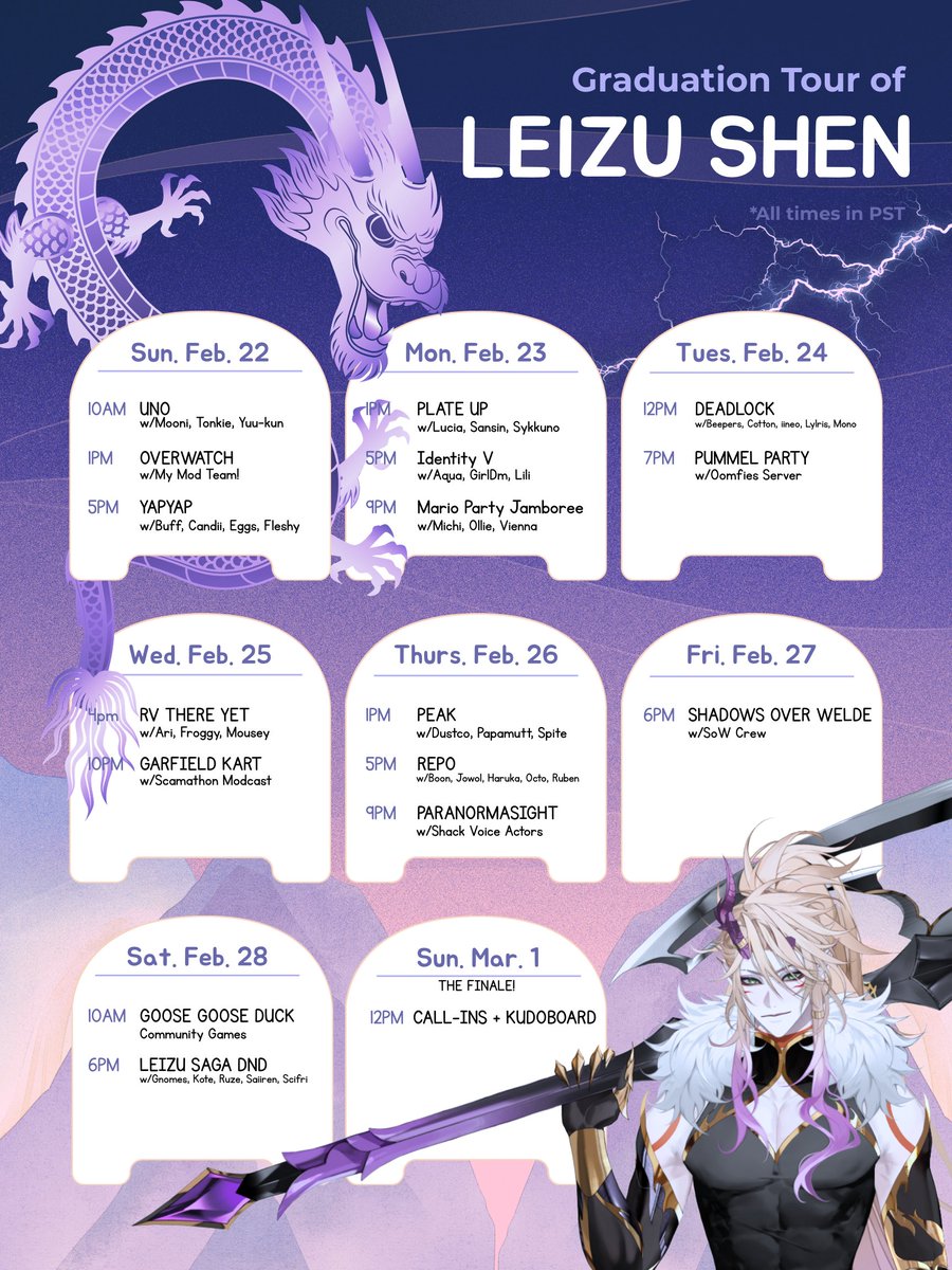 LeizuShen's tweet photo. [ Leizu Shen's Graduation Tour Schedule ]   

As previously mentioned, we'll be bringing along a ton of people to send it off. Every single one of these events holds a special significance to me in some way. 

※Please read carefully, and open the post for additional Information. https://t.co/URS86drqc0