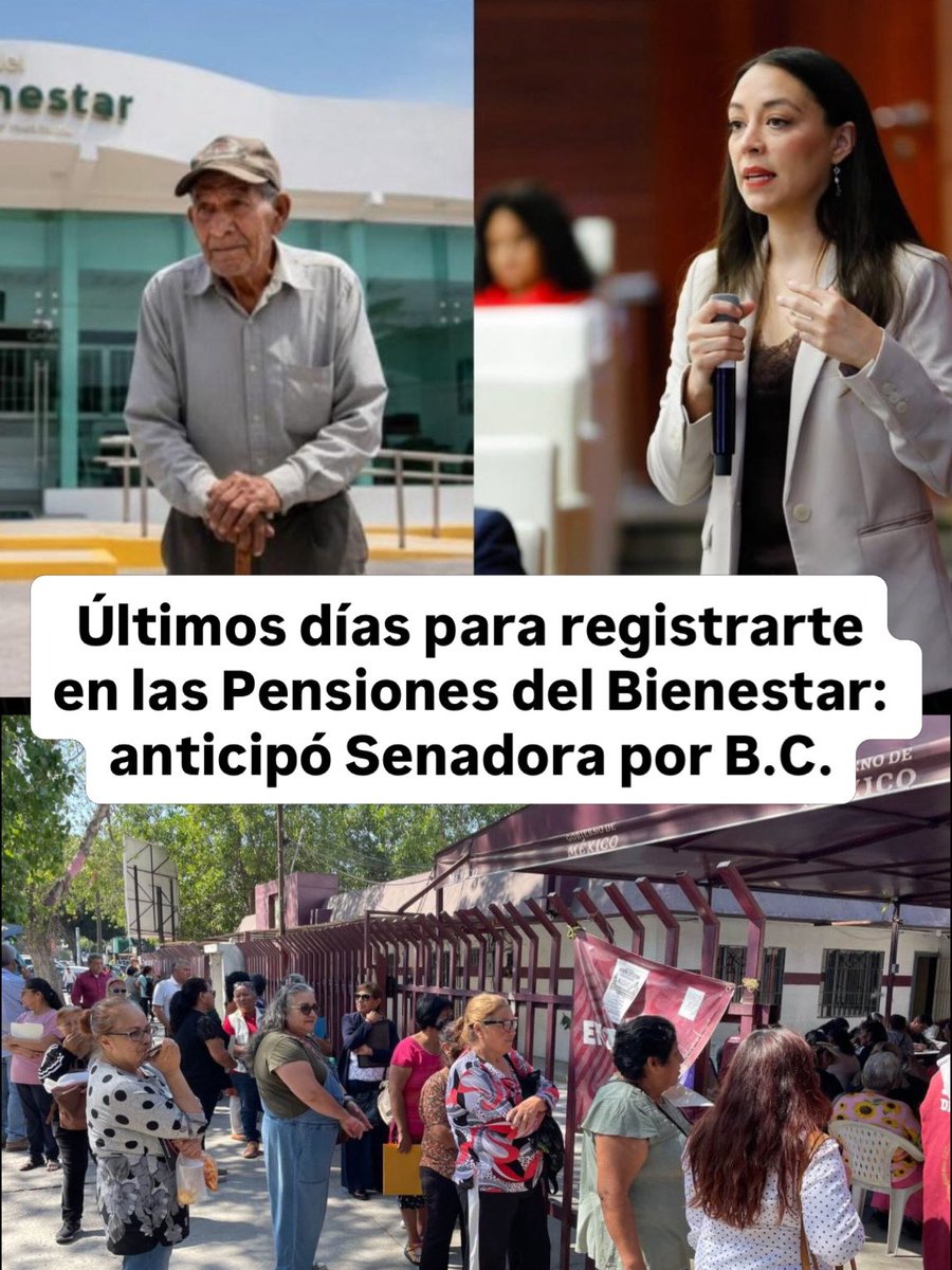 Últimos días para registrarte en las Pensiones del Bienestar: Senadora

Los detalles en esta nota👇
siempreenlanoticia.com/senadora-hizo-…