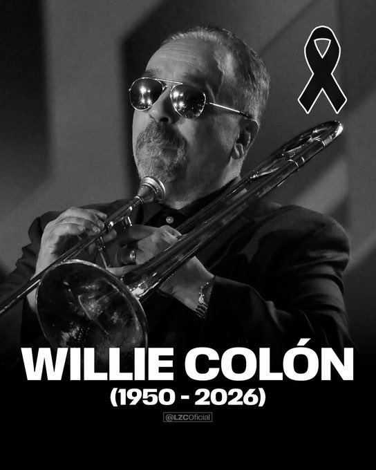 Esta mañana murió a los 75 años el cantante, trombonista y productor Willie Colón, pionero e icono mundial de la salsa. 
Canciones como IDILIO, GITANA, EL GRAN VARÓN y TALENTO DE TELEVISIÓN marcaron época en varias generaciones.

Descanse en paz 🙏🕊️