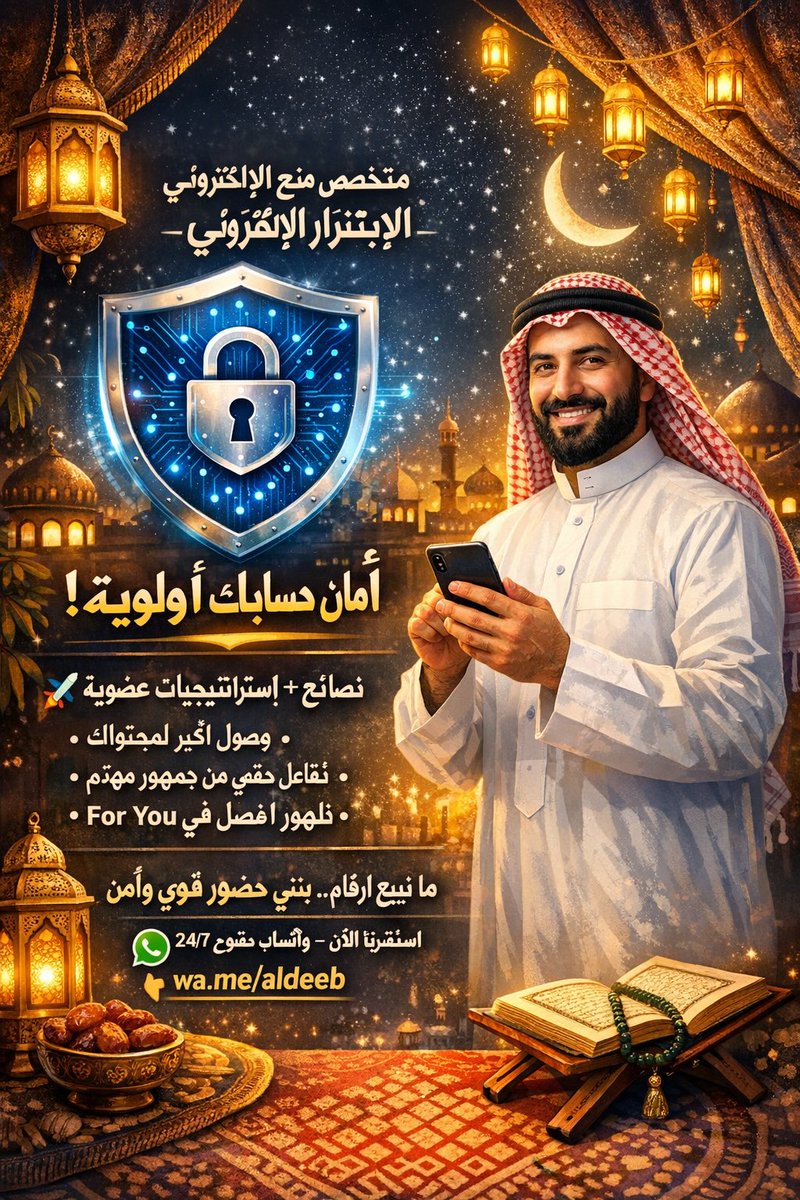🛡️ متخصص في منع الابتزاز الإلكتروني – أمان حسابك أولوية
🚀 نصائح + استراتيجيات عضوية فقط لـ:
• وصول أكبر لمحتواك
• تفاعل حقيقي من جمهور مهتم
• ظهور أفضل في For You
ما نبيع أرقام.. نبني حضور قوي وآمن 💪
استشرنا الآن – واتساب مفتوح 24/7
👇 wa.me/aldeeb