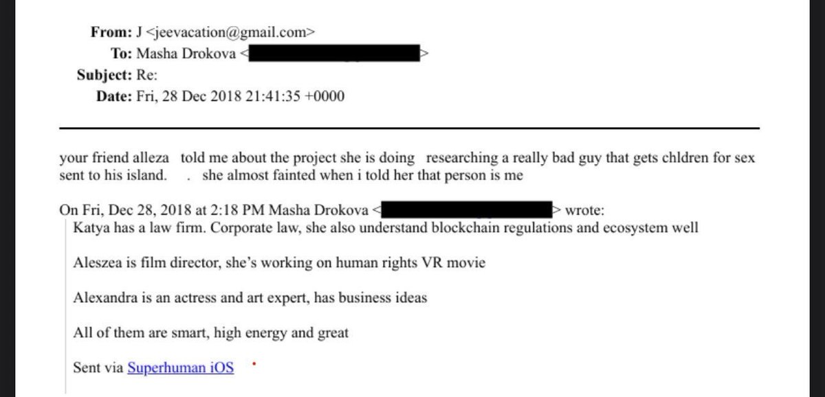 gabriel_draghi's tweet image. 🇺🇸 Les aveux d'#Epstein qui démontrent son sentiment d'impunité: 
Ton amie Alieza m'a parlé de son projet de recherche sur un type vraiment horrible qui fait venir des enfants sur son île à des fins sexuelles. Elle a failli s'évanouir quand je lui ai dit que ce type, c'était moi.