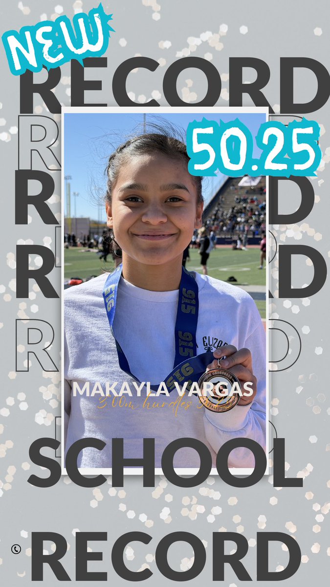 <a href="/SanEliAthletics/">Cesar Morales</a> Track &amp; Field has another school record broken. 300m Hurdles record  is once again broken. New record 50.25 by Makayla Vargas. 
@josefinacontreras <a href="/ddelarosa/">Denise Dela Rosa</a>