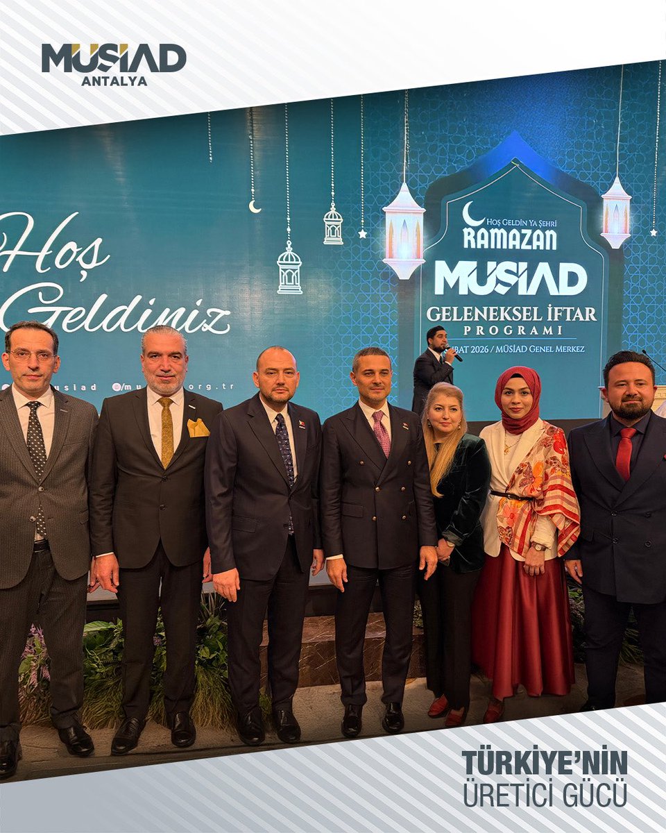 MÜSİAD Geleneksel İftar Programı, Ramazan’ın rahmet ve bereket ikliminde; T.C. Ticaret Bakanımız Ömer Bolat ve İlim Yayma Vakfı Mütevelli Heyeti Başkanı Necmeddin Bilal Erdoğan’ın teşrifleriyle MÜSİAD Genel Merkez’de gerçekleştirildi.

MÜSİAD Antalya Başkanı Yusuf Akgül’ün de