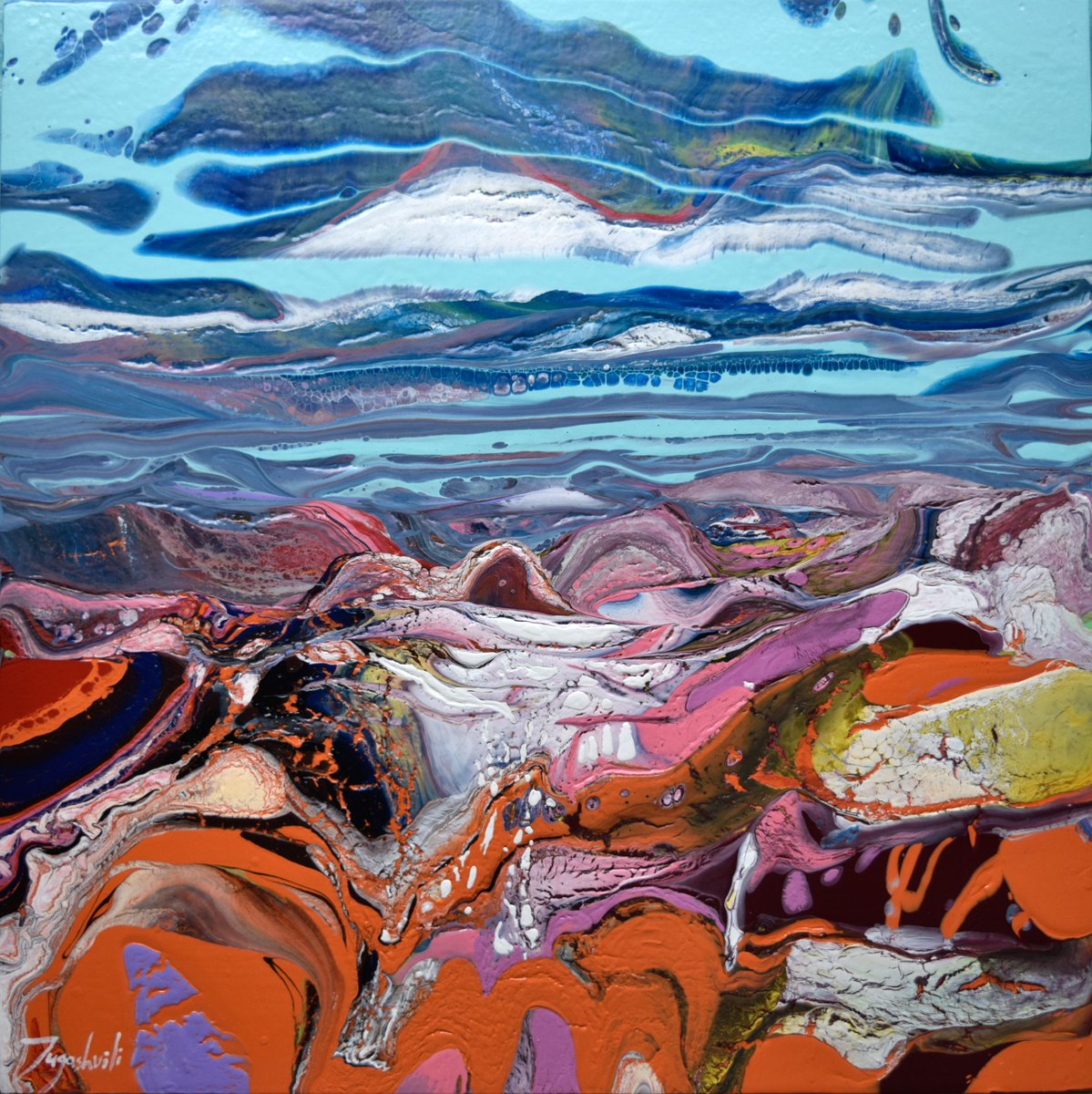 PREHISTORIC LANDSCAPE    
Painting 76x76cm       
Original and prints are available on saatchiart.com/jugashvili 
#art #painting