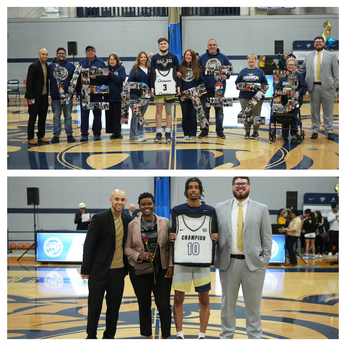ChampionMBB's tweet photo. What a night it was celebrating and honoring our 15 seniors! (6 men/9 women) It truly was a FULL family alert! 💙 🐅 💛 #allin https://t.co/5CN95nqEkr