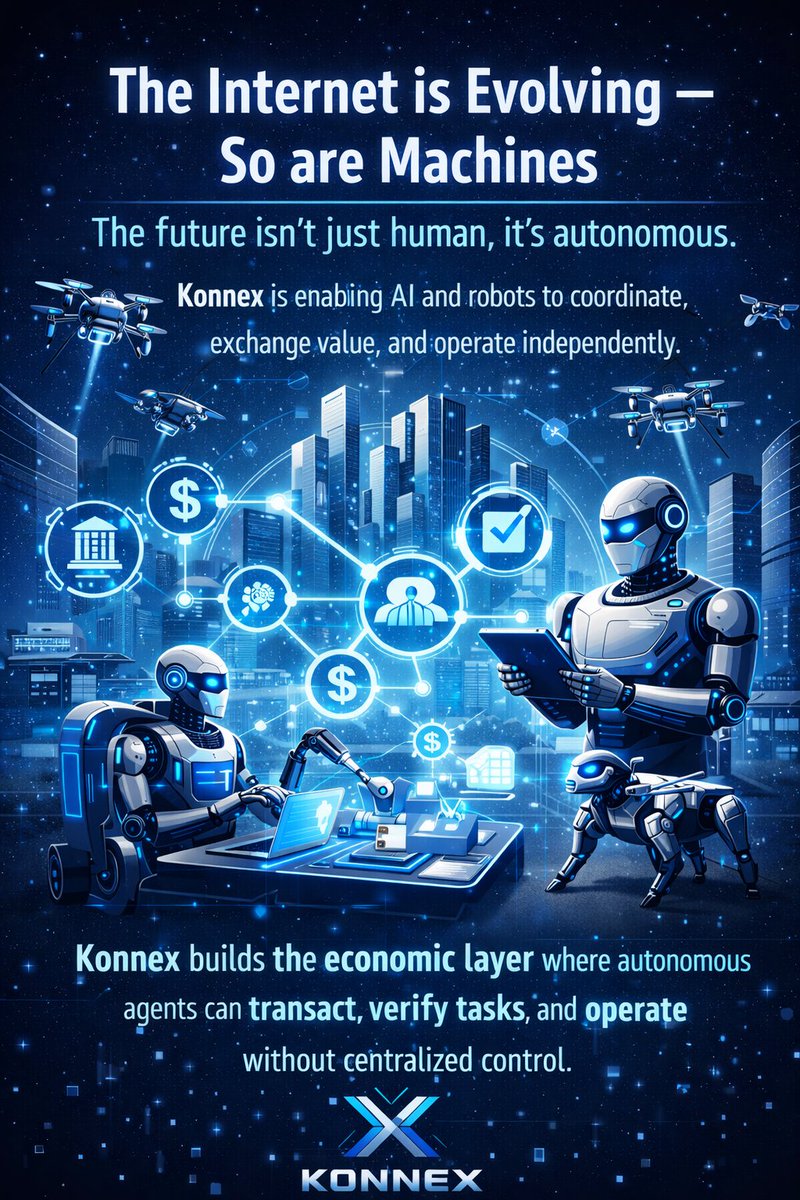 The next evolution of the internet isn’t just human — it’s autonomous. As AI and robotics advance, they’ll need open systems to collaborate, exchange value, and operate independently. <a href="/konnex_world/">Konnex</a>  is creating that foundation, enabling machines to transact transparently on-chain