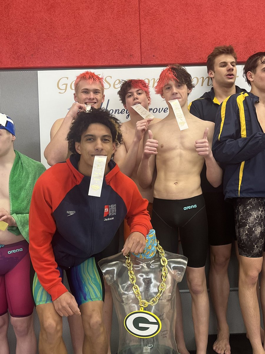 GHS_SwimAndDive's tweet photo. NEW SCHOOL RECORD!!! 200 free relay team of Emmanuel Jackson, Griffin Kroll, Austin Holt, Nick McCoy finis 3rd! https://t.co/dbSzrAtSL0