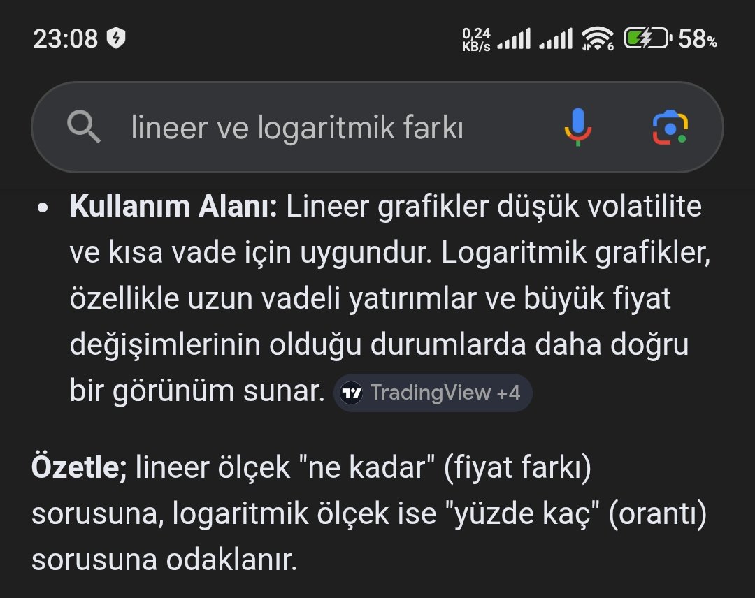 BORSA_SERCAN's tweet photo. Yani şöyle örnekleyelim,
X Hisse 10 den 15 TL'ye yükseldi
Daha uzun zamanda sonrasında 100 TL'ye çıktı diyelim,
#Liner'de 10 TL'den 15e gittiği de aynı mum
100 TL'den 105e gittiği de aynı mum olur,
#Log'da ise biri %50 iken biri %5 bu iki mum orana göre büyür veya küçülür
Y.T.D. https://t.co/Veav3WIczk