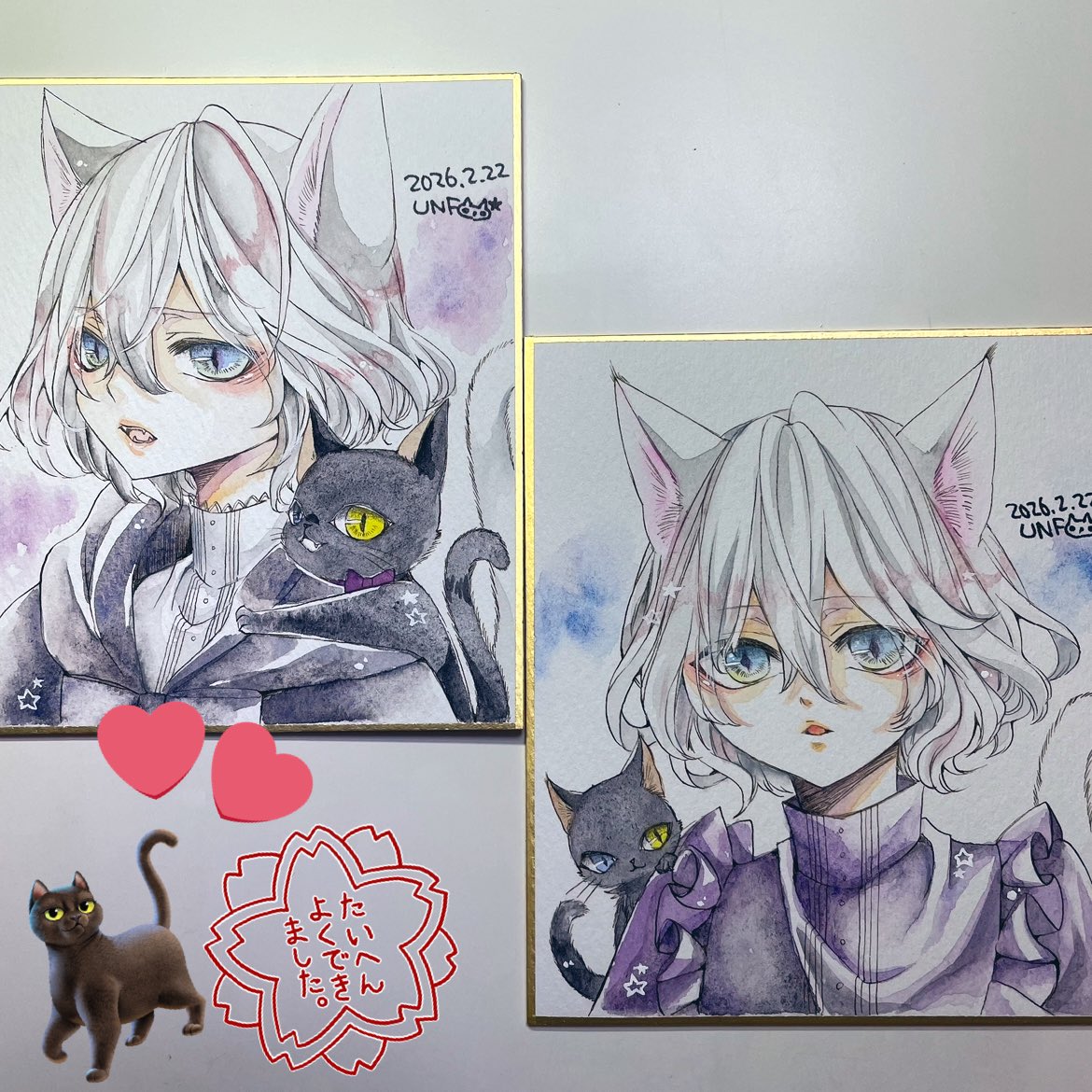 ミニ色紙新作2点持っていきます🐱✨フリーペーパーはまた今度