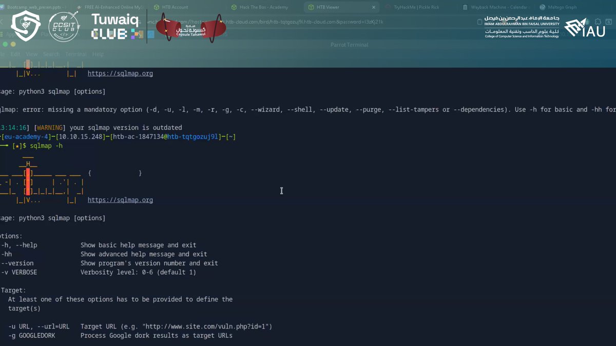 مقتطفات من اليوم السابع لمعسكر CyberKickStart 💊
بعنوان Web Application Penetration Testing

استكمالًا لليوم السادس، واصلنا التعمّق في الجوانب العملية وتحليل الثغرات بأسلوب تطبيقي يعزز الفهم 💡💻