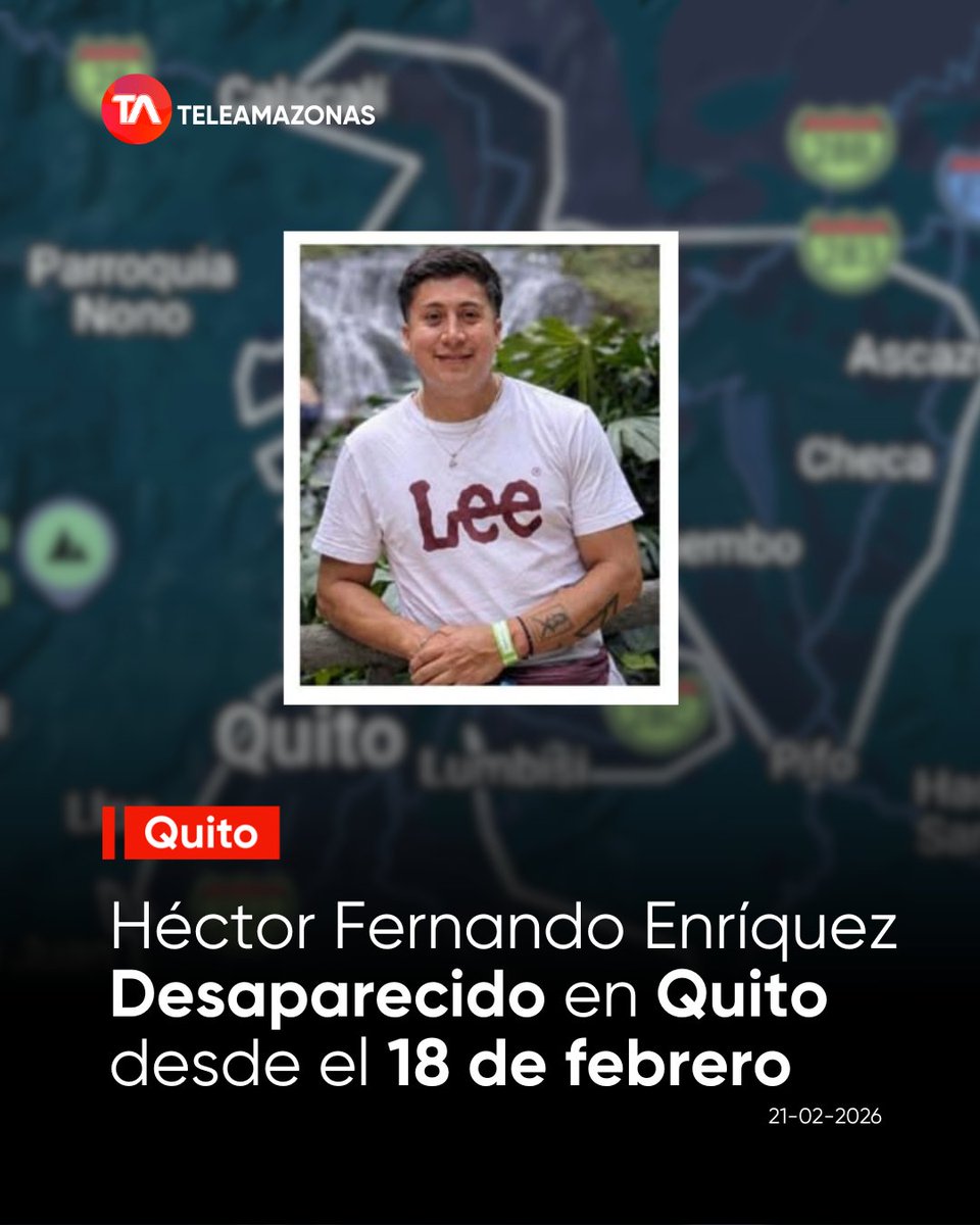 Héctor Enríquez desapareció tras regresar de Quito a Otavalo. Su familia pide ayuda para ubicarlo.
Más info en el enlace f.mtr.cool/npxegempre