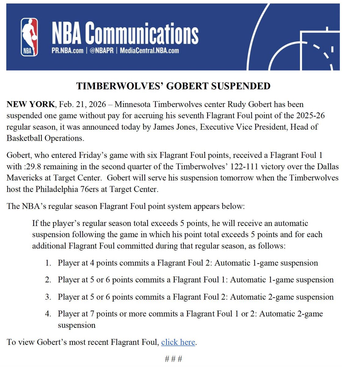 BREAKING: Rudy Gobert has been suspended