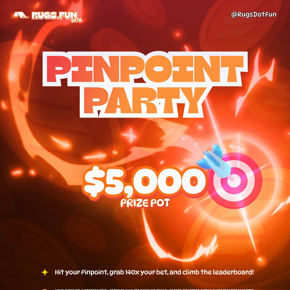 JoshSpinsBC's tweet image. 🎯 PINPOINT PARTY!! $5,000 EVENT 
 
- Win $SOL prizes by hitting the most number of accurate Pinpoints in BBC during each Party!

- Place up to 5 Pinpoints per round. Win 140x your bet &amp;amp; a point on the leaderboard if you accurately predict one of your Pinpoints.

-Accuracy