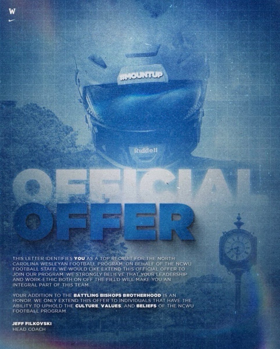 I am TRULY blessed to receive my first D3 offer from <a href="/NCWesleyanFB/">NC Wesleyan Football</a> <a href="/un_FOURgettable/">Jvonte Hudson™</a> <a href="/Coach_Filkovski/">Jeff Filkovski</a> <a href="/NDHSFootball/">North Duplin FB</a>