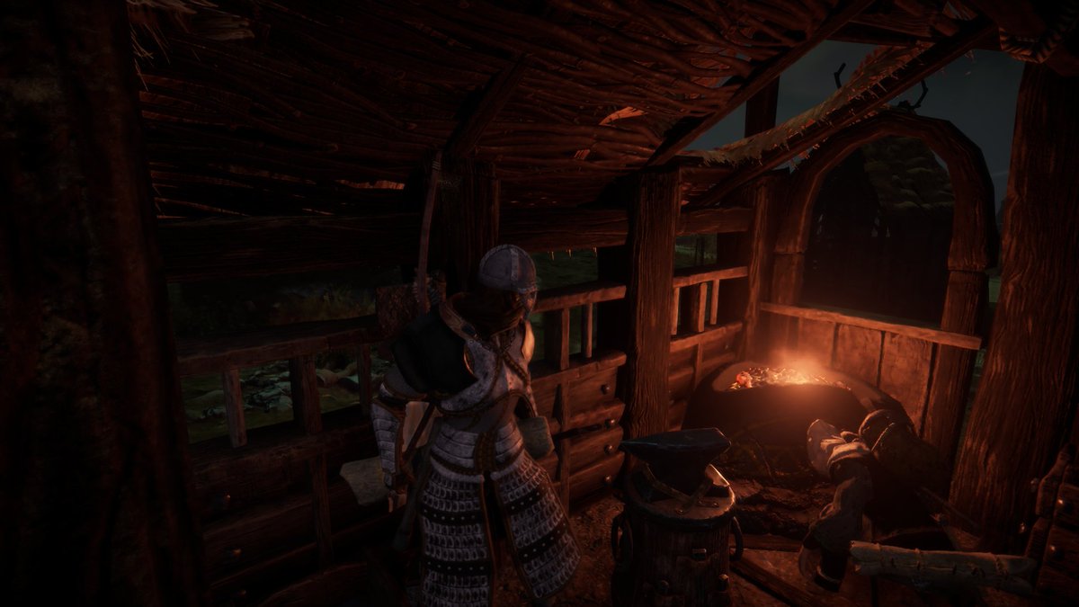 The industry in #ASKA is very realistic. Here I show images of coal burning in the furnace, the forge for heating iron, the anvil for working metal, the lumberyard, and the textile industry with the manufacture of clothing.
#JustCreators @askathegame <a href="/JustAbout__/">Just</a>
