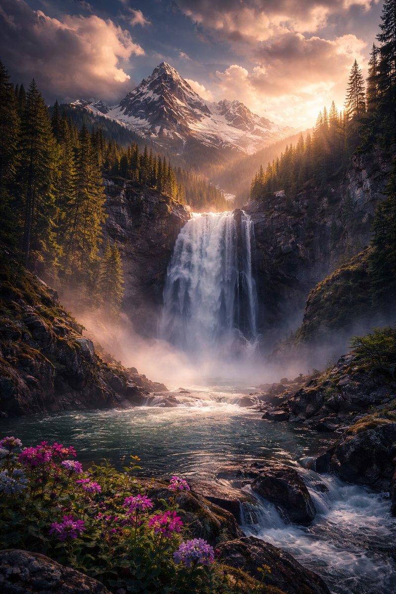 Naji_alt's tweet image. A thunder of water bows before silent mountains,
and light crowns the valley with gentle fire. 🌄💧
In every falling drop, the universe remembers its Maker. ✨🌿

#DivineSigns #AweOfCreation #NatureSpeaks #SacredLandscapes #WonderOfTheWorld
