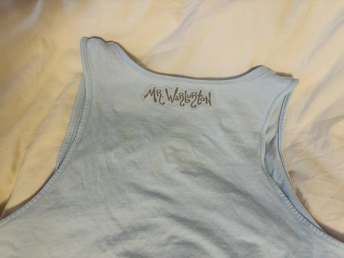 cricketango's tweet photo. @misterwarburton transferred the graphics from my favorite childhood shirt onto something that fits me now! ❤️🩵💚🧡💙 https://t.co/zGn2D3fSsN