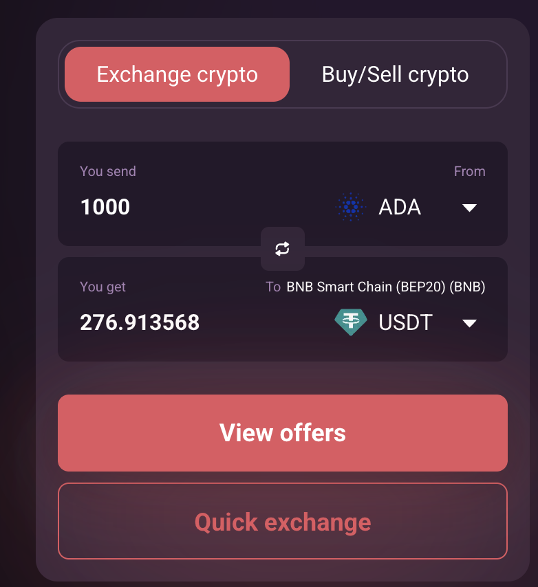 I discovered this website where you can convert your $ADA in any coin you want. Basically bridge it.

It's an alternative if you don't wanna send it to a CEX.

It's called SwapSpace in case you wanna try it.