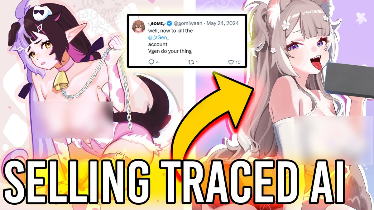 youtu.be/EsLkeyQ9JBk <a href="/gomiwaan/">𓆩ɢᴏᴍɪ𓆪</a> admits to using ai for vgen commissions, bad practices, ghosting clients, being anti-ai performatively, lol.  why would anyone give her money? #vtuber #artist #VGenComm