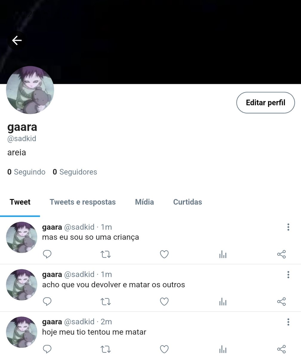 kaatteww's tweet image. O twitter do gaara criança e adolescente