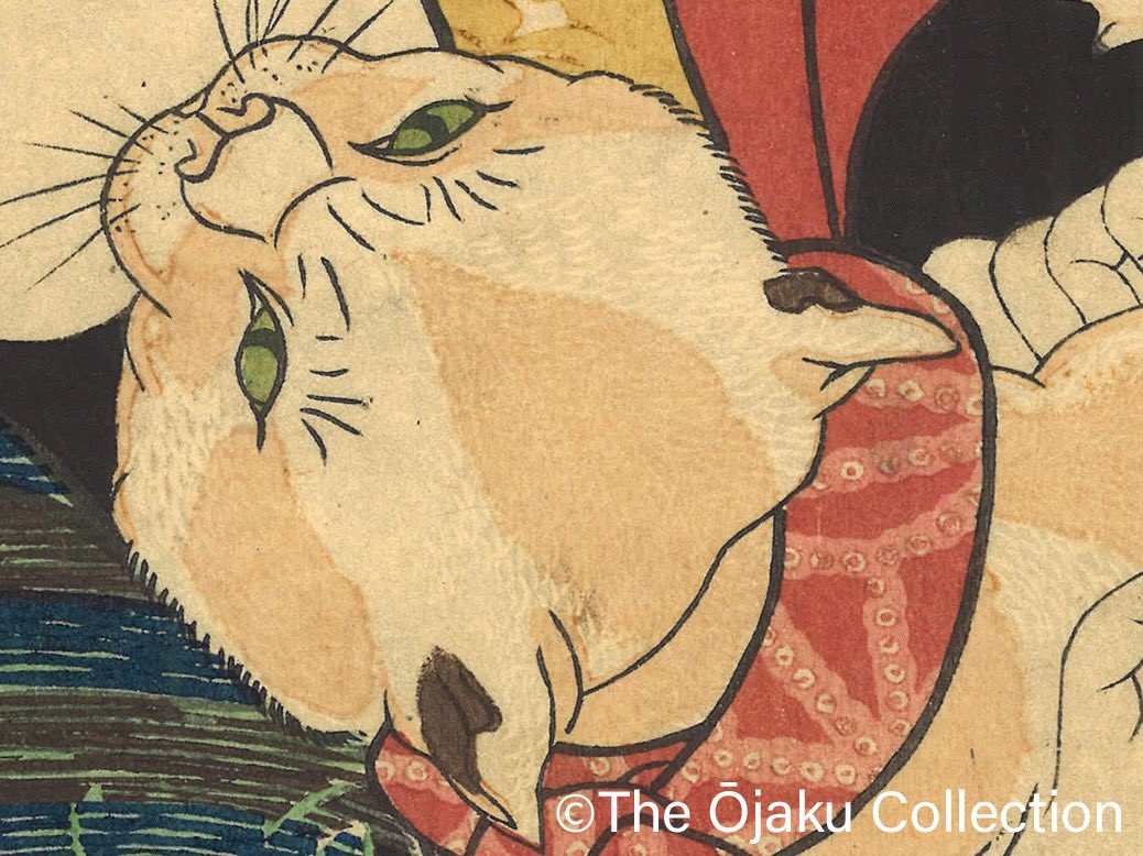 2月22日】 にゃんにゃんにゃんの猫の日 浮世絵の猫は、 よく見ると色を