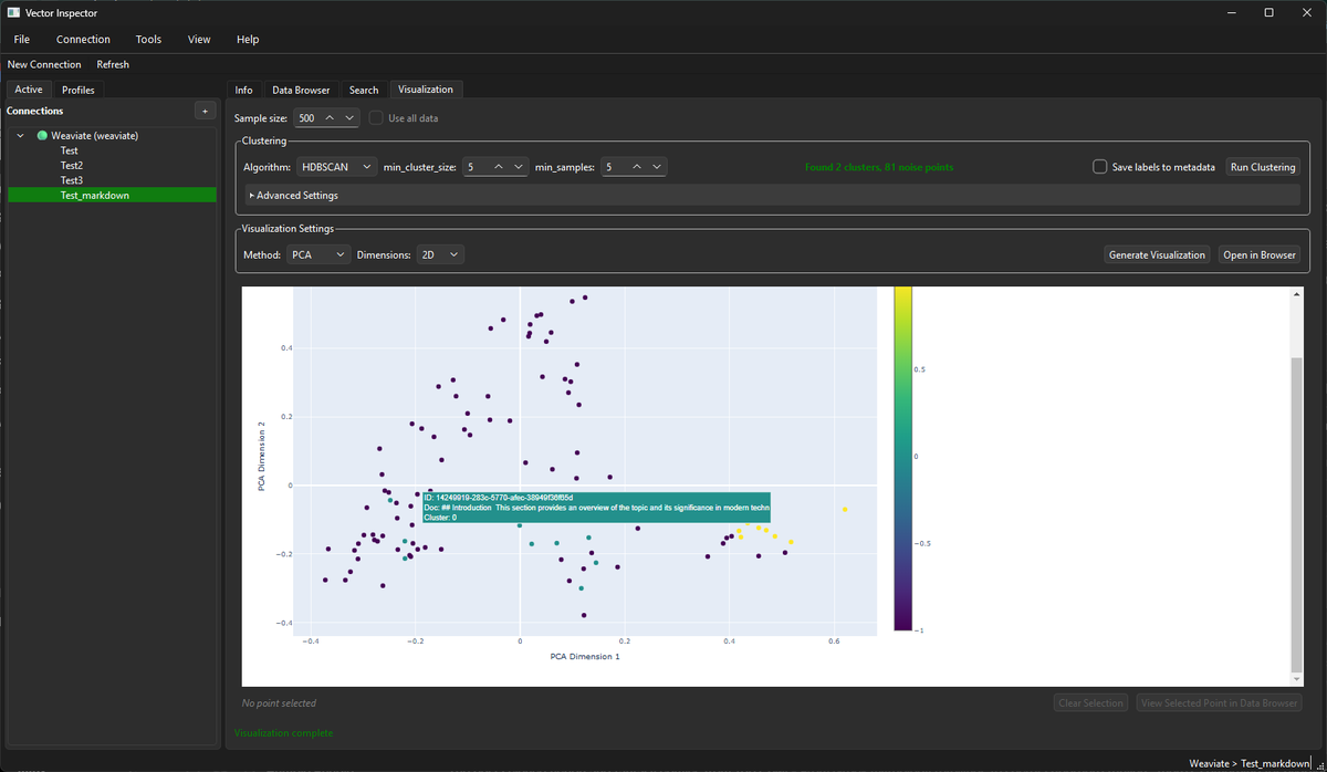 anthonypdawson's tweet photo. Vector Inspector - Inspecting clustered visualization for data from Weaviate cloud!
#llms #ArtificialIntelligence #vectorapi #Developers @weaviate_io https://t.co/Nn6wyFWdZx