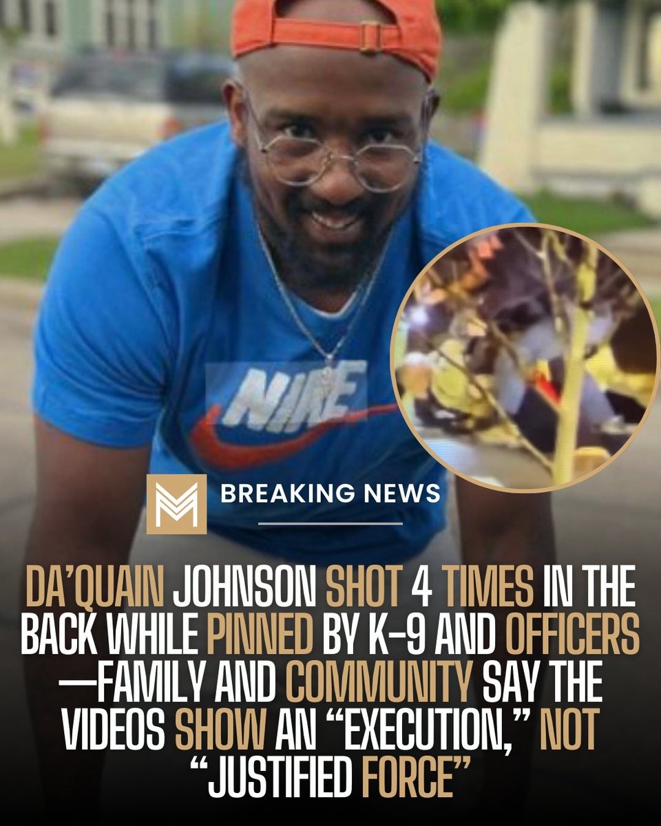 LeeMerrittesq's tweet photo. On Wednesday night, February 18, 2026, around 9:30 p.m., Grand Rapids police chased 32-year-old  Da’Quain Johnson on his bike, cornered him in the parking lot of his own southeast Grand Rapids apartment complex, unleashed a K‑9 on him, and then shot him about 3 or 4 times while he was on the ground. 

Police now say they recovered a handgun at the scene and that state investigators are reviewing the shooting while the officer is on leave.

Da’Quain Johnson was a son, a neighbor, and a member of his community, not a threat to be torn apart and gunned down where he lived. It is 2026, and Black men are still being met with dogs and bullets instead of protection, still dying in encounters that are supposed to be about “public safety.” 

His family deserves full transparency, full accountability, and justice for Da’Quain Johnson. 

My deepest condolences go out to his mother, his loved ones, and everyone greatly affected by this tragic loss.