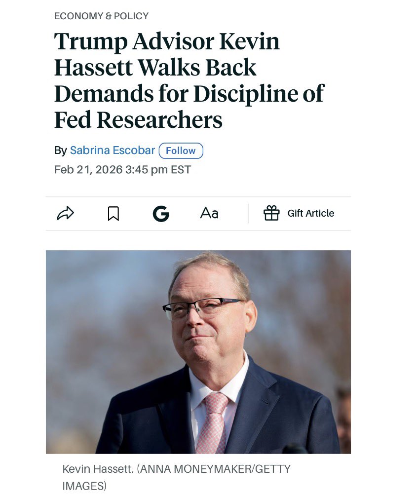 carlquintanilla's tweet image. “.. I regret suggesting the authors should be disciplined for their research. Indeed, I retract that suggestion,” Hassett’s statement read. “I was upset ..”

@barronsonline 
barrons.com/articles/kevin…