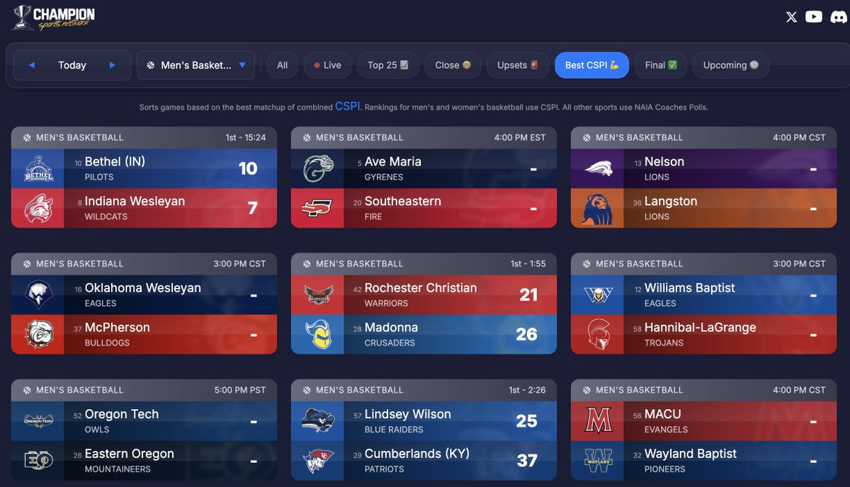 HUGE games this afternoon in Men's Basketball 🏀

Follow here ➡️ championsports.network