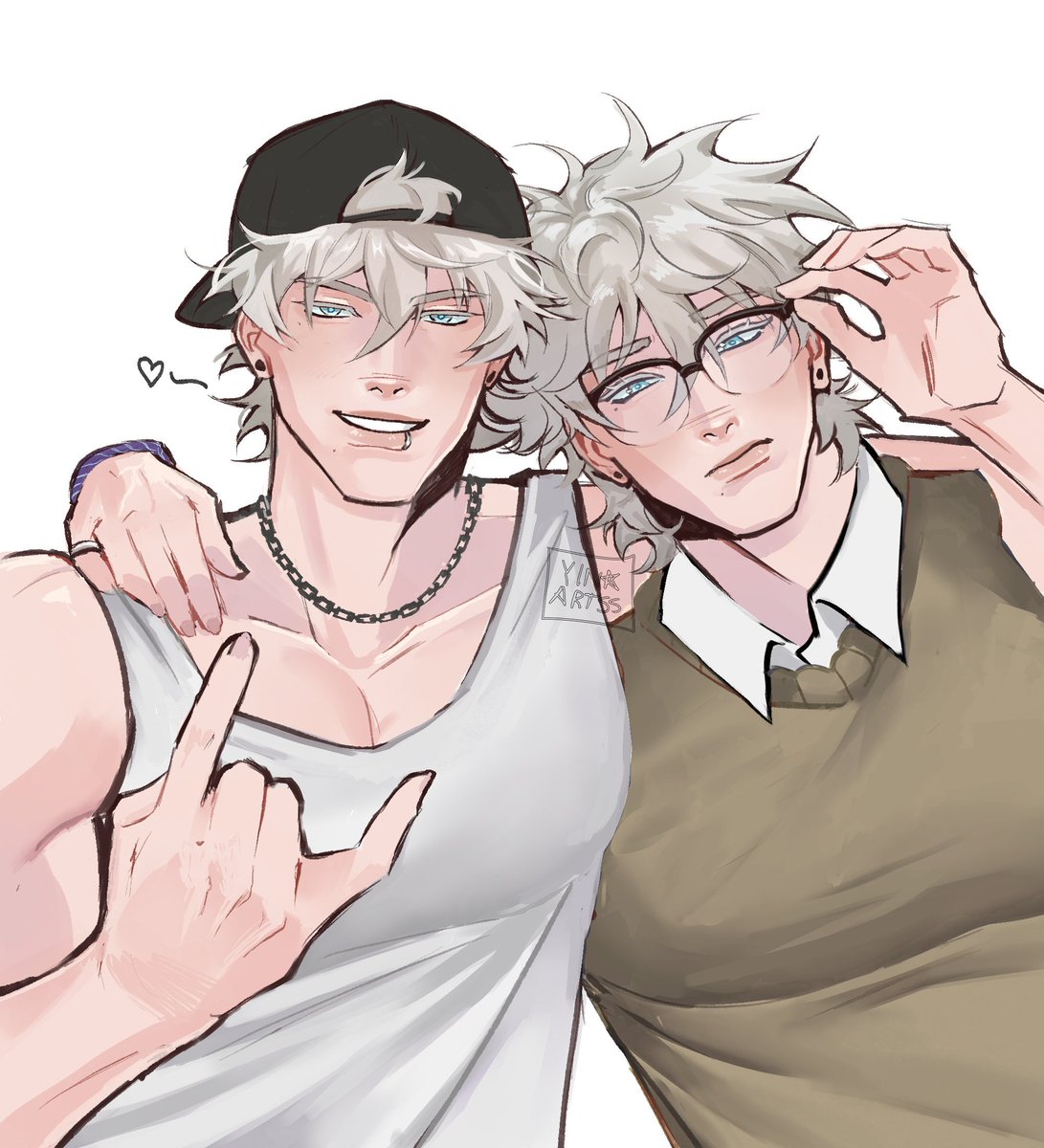 radiqstatic's tweet photo. ⠀⠀⠀⊹ ࣪ ˖  mini au #satosugu #gego

donde shoko intenta una nueva tecnica y hace que gojo se divida en dos versiones; fratjo y nerdjo

o

donde geto no sabe que hacer con dos novios https://t.co/6Tt2gixqwi