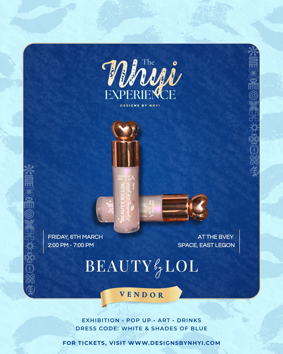 Meet our amazing vendors for The Nhyi Experience!

Join us at The Bvey Space, East Legon, for a carefully curated experience featuring a graphic design exhibition, pop up, art, music, culture, complimentary drinks and finger foods, goodie bags and more 🤍