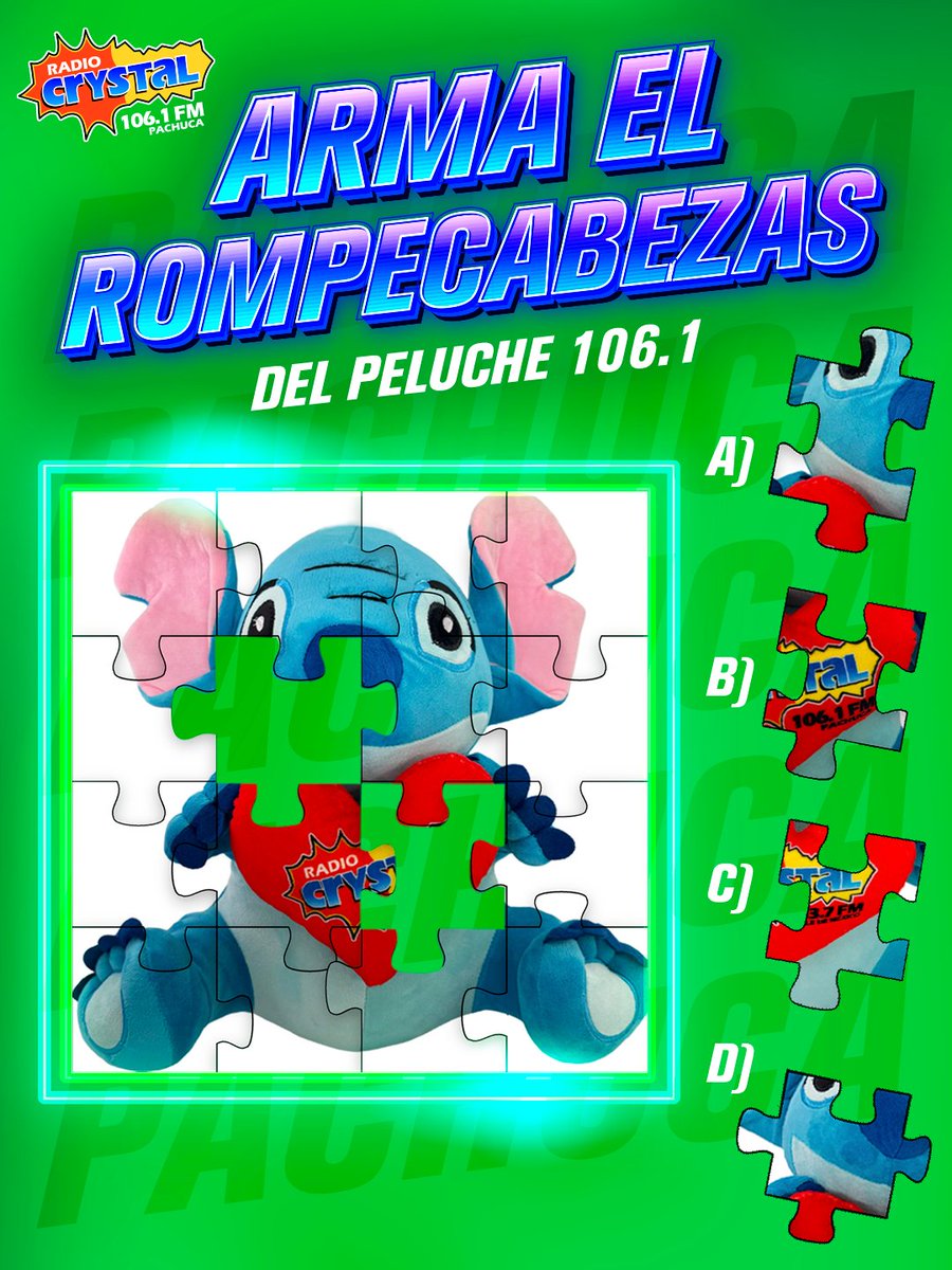 🧩🐻 ¡Solo los más atentos ganan!

Mira con cuidado el rompecabezas del Peluche 106.1 FM 👀📻
👉 Comenta cuáles son las piezas correctas 🧠✨
¡Vamos a ver quién sí pone atención! 😜🎶

#RadioCrystalPachuca #Peluche1061