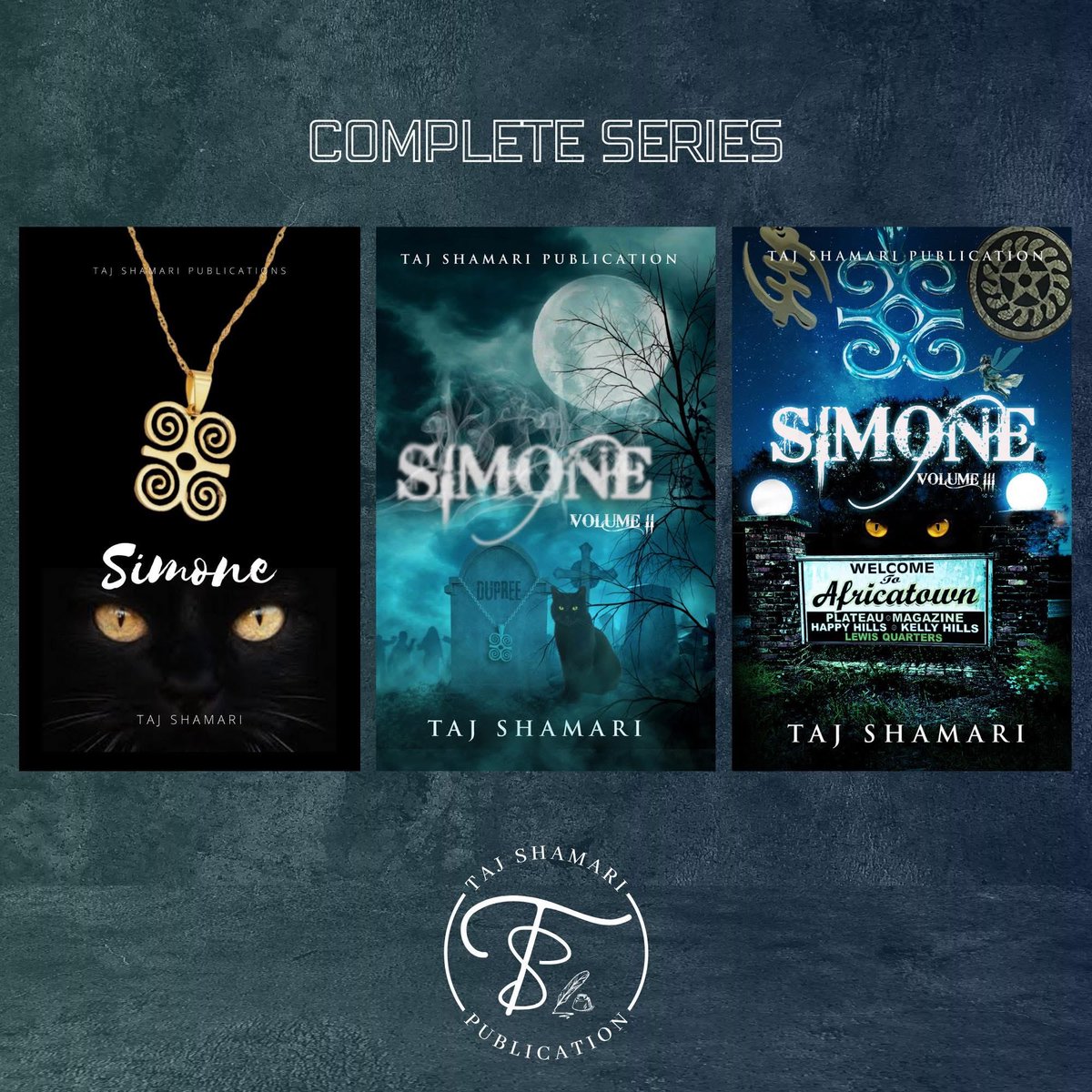 TajShamari's tweet photo. Three books and one magical bloodline!
Get into this supernatural series to find out what happens to Simone! 🐈‍⬛

Ebook &amp; KU: https://t.co/UfNPuK5oRv

Paperbacks &amp; merch: https://t.co/ajzppaXO44

#ShamelessSelfpromoSaturday #writerslift #africanamericansupernatural #Supernatural https://t.co/eTtqiU9ryi