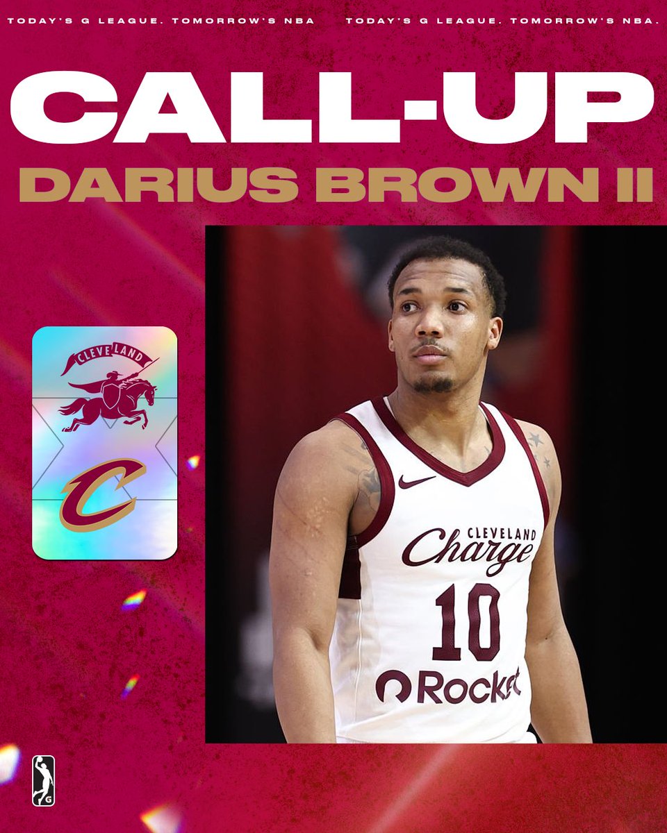 nbagleague's tweet photo. Darius Brown II is NBA bound after signing a Two-Way deal with the @cavs! The @chargecle PG is our 48th #NBACallUp of the season. ⭐️ https://t.co/lMv8Ke4FUQ