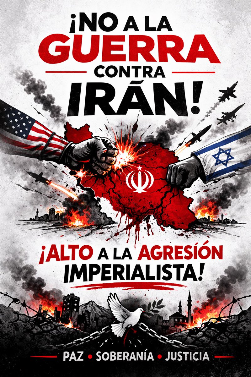 ‼️ No a la guerra. No a las guerras.
Israel y Estados Unidos representan hoy un peligro para la humanidad y para la propia supervivencia del planeta.
Su escalada militar empuja al mundo hacia una guerra global.
Hay que pararlos ya. La vida y el futuro de los pueblos están en