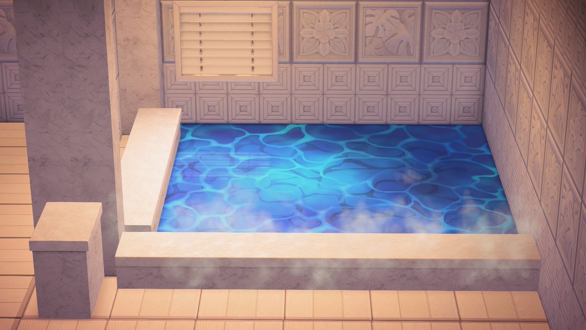 こちらの作り方を教えて欲しいと意見を頂いたので載せておきます🛁

浴槽内はみなものゆかを使用、浴槽以外はラグを敷き詰めて、しきりカウンターを家具磨きのモクモクで最大まで磨いて浴槽部分を囲んでます！

この写真は分かりやすいように他の家具は置いてません🙂‍↕️