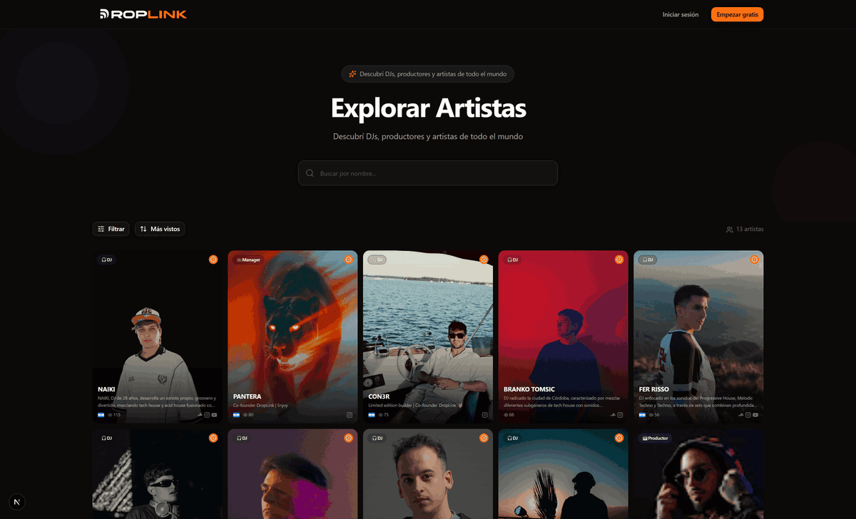 Esta semana lanzamos un side-project con amigos droplink.pro

Simple: Un link-in-bio que condensa toda tu información como DJ - Productor.

Se agradece el feedback para seguir mejorando o si quieren hablar sobre el proyecto 🇦🇷

👉droplink.pro
