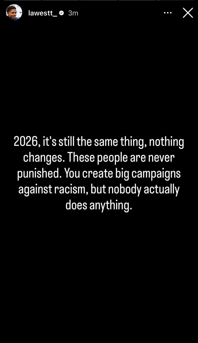 Wesley Fofana on Instagram. He’s shared screenshots being racially abused and stating he’s the reason why Chelsea drew today.