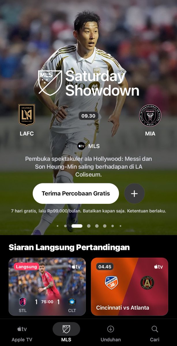 BTW, MLS mulai musim ini menjadi bagian dari konten utama Apple TV. Jadi kalau mau langganan, ya biayanya pakai biaya langganan utama, tidak dipisah seperti musim lalu.