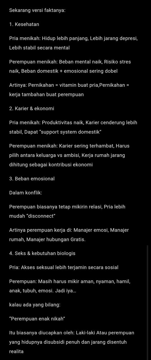 PagalaAtiyah's tweet photo. @tanyakanrl Lu tau gak sih bahkan dalam riset, pernikahan yang diuntungkan itu suami bukan istri. 
Nih lu baca aja... Gua lagi puasa.
Mancing kekesalan aja lu... https://t.co/Ah4uSQBToq