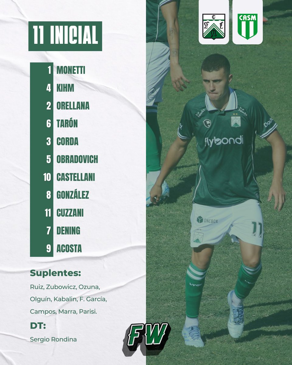 ✅ ¡LOS ONCE DE #FERRO EN CABALLITO!

🔄 Juan Orellana y Angel González ingresan en lugar de Federico Tevez, lesionado, y Matias Kabalin. Zubowicz reemplaza a Tevez en el banco.